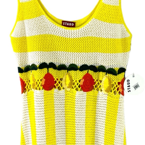 NWT Staud Knit Embroidered Citrus Wallflower Crochet Mini Dress size Large - Picture 8 of 12